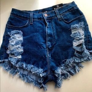 Denim high waist shorts
